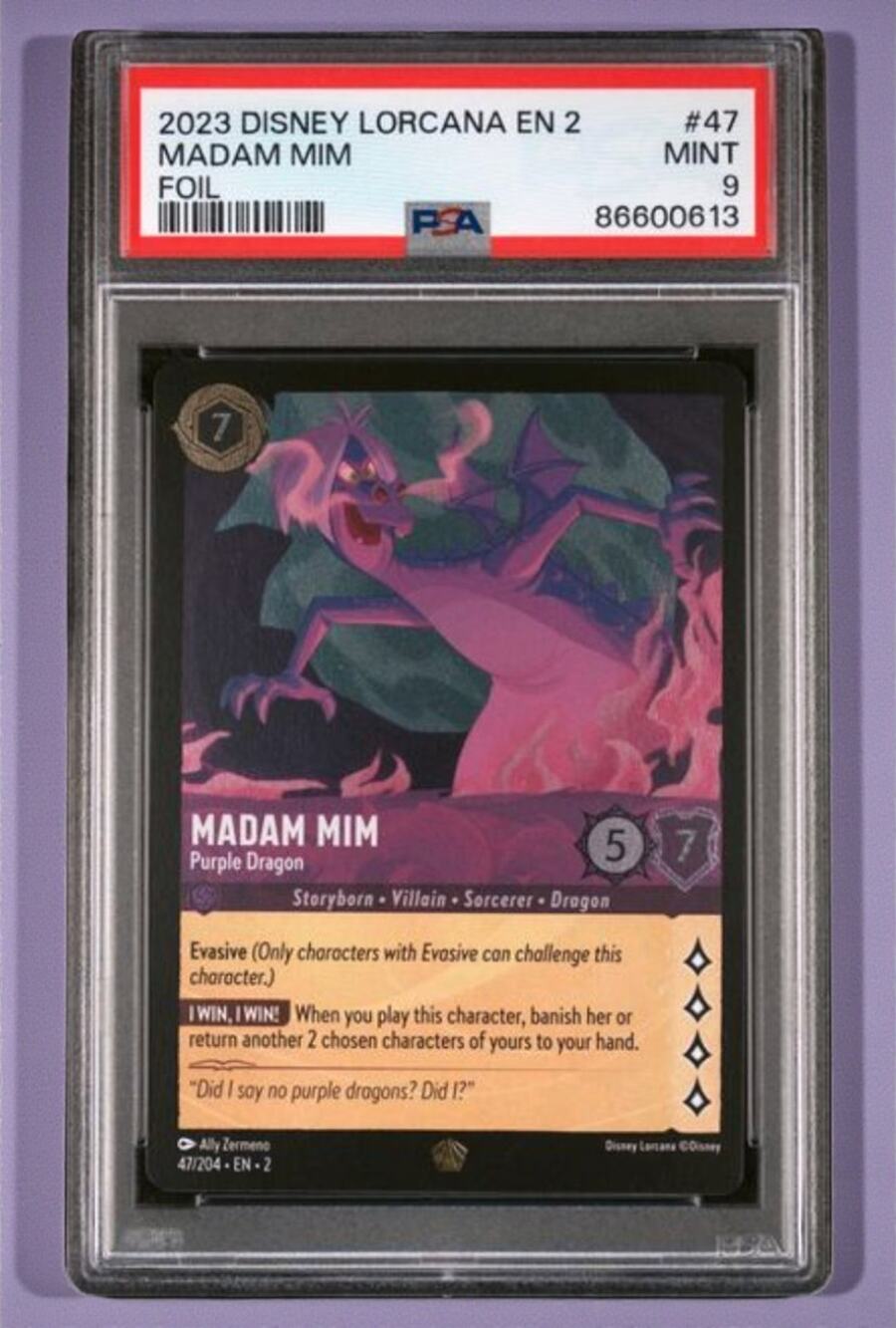 2023 Disney Lorcana Rise of the Floodborn Madam Mim #47 Foil PSA 9 Mint